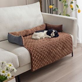 Plush With Pillow Pet Sofa Cushion Bed Pad (Option: Pet Pad Gray Coffee-90x90cm)