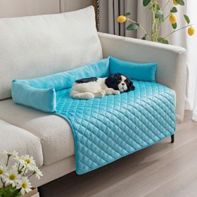 Plush With Pillow Pet Sofa Cushion Bed Pad (Option: Pet Pad Blue With Pillow-90x90cm)