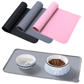 Silicone Dog Cat Bowl Mat Non-Stick Pet Fountain Tray Waterproof Food Pad Puppy Dogs Feeding Drinking Mat Easy Washing Placemat (Color: Pink)