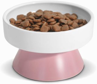Cat Ceramic Raised Food Bowls, Elevated Pet Dish Feeder, Protect Pet's Spine, for Dog Kitty Puppy Pets Bowl, Tower Shaped Ceramic Pet Cats Food Bowl (Color: Pink)