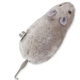 Clockwork Plush Mouse Simulation Tricky Dog Cat Toy Will Run And Wag Its Tail 1pc (Color: Grey)
