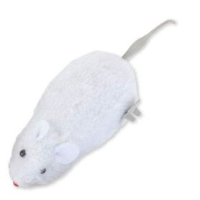 Clockwork Plush Mouse Simulation Tricky Dog Cat Toy Will Run And Wag Its Tail 1pc (Color: White)