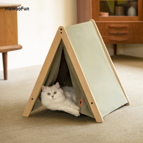 Mewoofun Pet Portable Folding Tent Cat Hammock House Easy Assembly for Dog Cat (Color: Green)