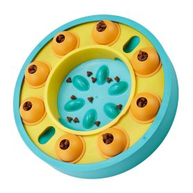 Dog Puzzle Food Feeder Slow Feeding Bowl Interactive Toy Dog Treat Dispensing Toy (Color: Blue)