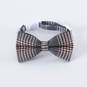 Pet British Style Plaid Bow Tie And Tie Adjustable Collar Accessories (Option: Gray Plaid Bow-S17 To 32cm)