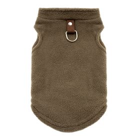 Pet Clothes Thickened Pure Color Ribbon Traction (Option: Polar Fleece Vest Coffee-L)