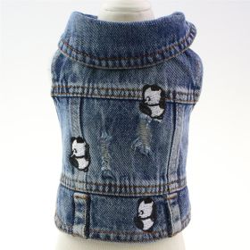 Pet Dog Clothes Ripped Panda Embroidered Denim Vest (Option: Panda Embroidered Vest-XXL)