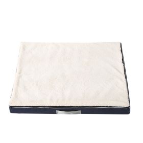 Memory Foam Pet Autumn And Winter Waterproof Gasket (Option: White And Blue-75X50X10CM)
